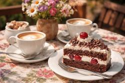 Kaffeetrinken mit Schwarwälder Kirschtorte