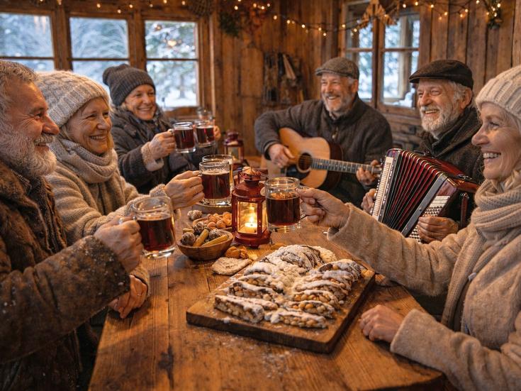 Hüttenabend mit Stollen und Glühwein