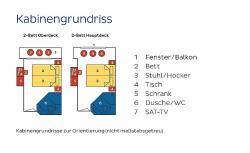 MS Douro Queen - Kabinengrundriss
