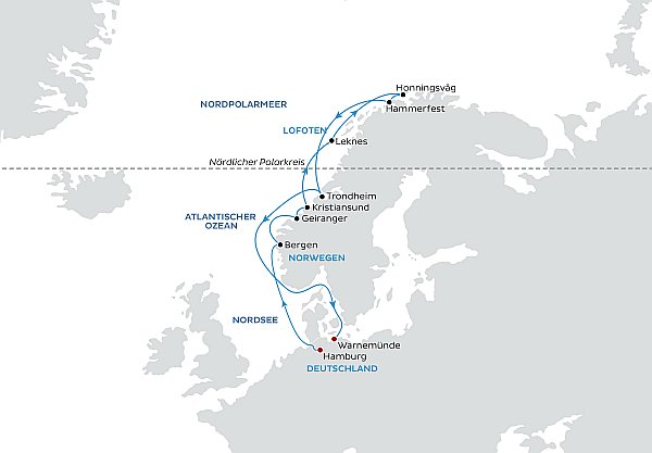 Seereise Norwegens unvergessliche Mitternachtssonne mit MS "Vasco da Gama"